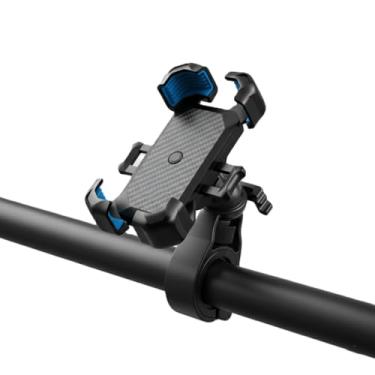 Imagem de Suporte de telefone seguro preto à prova de choque para bicicleta, suporte GPS viva-voz para bicicletas elétricas e motocicletas, acessório de ciclismo