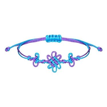 Imagem de Pulseira Kpop Merch Cosplay – Pulseira ajustável com nó coreano, pulseiras trançadas de corda roxa e azul, pulseiras da amizade Kpop, joias K-Pop, joias modernas para fãs e meninas
