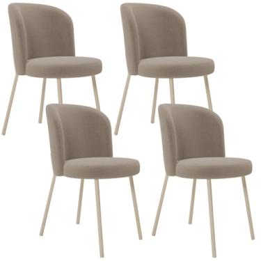 Imagem de Kit 04 Cadeiras Para Sala de Jantar Cozinha Estofada Gavi Arena L02 Bouclê Bege - Lyam Decor