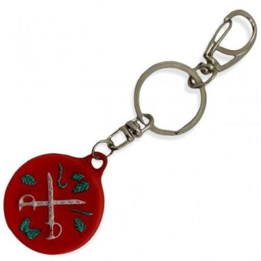 Imagem de Chaveiro Ogum Vermelho Espada Em Resina 13 Cm Proteção E - Lua Mística