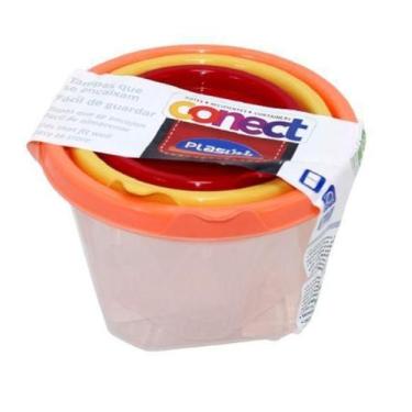 Imagem de Kit 3 Potes Redondos Conect 14191 - Plasutil, 3 potes, Potes, Conjunto