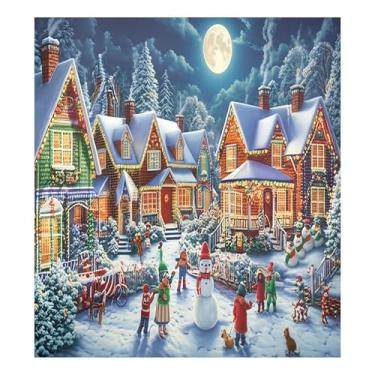 Imagem de SEHANY Capa magnética para lava-louças de Natal Snowy Town, adesivos magnéticos para decoração de Natal para painel de geladeira e lava-louças, decoração de Natal de cozinha doméstica 58 x 66 cm