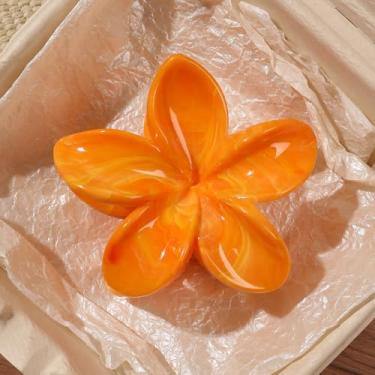 Imagem de Grampos de cabelo de flores para mulheres - Clipes Plumeria grandes para cabelo grosso fino médio fino, acessórios de cabelo bonitos da moda para fixação forte, perfeitos para o verão e praia, cor