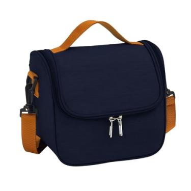Imagem de Bolsa Térmica Lancheira com Alça Transversal Removível Ideal para o Trabalho Escola Passeios e Viagens (Azul)
