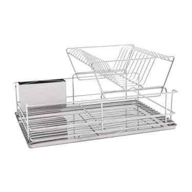Imagem de Ioensy Organizador de utensílios de cozinha, escorredor de pratos, 2 camadas, organizador de louças, escorredor de pratos, multiuso para