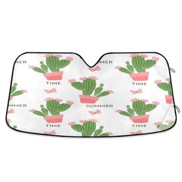 Imagem de SEHANY Pára-brisa de carro cacto planta verde para-sol dobrável janela frontal protetor de viseira solar para carro, SUV, caminhão - Mantenha o veículo fresco, 137 x 81,5 polegadas