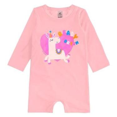 Imagem de Macaquinho Praia Bebê e Infantil Proteção UV Unicórnio Rosa Prisma Up Baby-Feminino