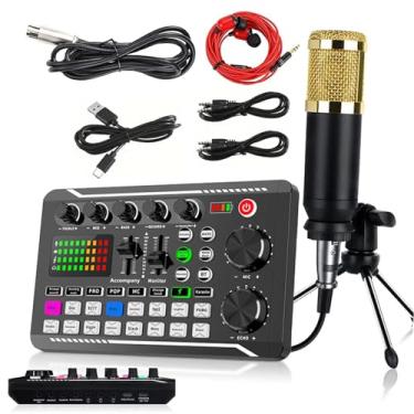 Imagem de Pacote de Microfone para Podcast Mic Condensador BM-800 com Kit Placa Som ao Vivo F998 Equipamento Funções Alterador Voz e Mixer Gravação em Estúdio Transmissão PC Smartphone