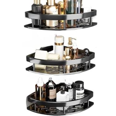 Imagem de Suportes De Prateleira De Canto Para Casa De Banho E Cozinha - Prateleiras Adesivas E AcessóRios Para Casa De Banho(D-3 Triangular -preto)