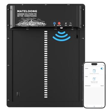 Imagem de Porta inteligente de galinheiro com temporizador programável, alimentado por energia solar/bateria de reserva, sistema anti-beliscar ativado por movimento, porta de alumínio resistente à prova d'água