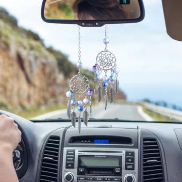 Imagem de Acessórios de pendurar para espelho de carro, adorável pingente de espelho retrovisor de carro, ornamento de suspensão de interior automotivo pingente de decoração de carro para homens e mulheres