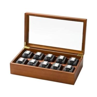 Imagem de Caixa Organizadora De Relógios De Madeira Com 10 Compartimentos Para H