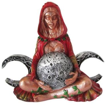 Imagem de Estátua Deusa Gaia Mãe Terra Triluna Wicca Bronze 13cm - Vermelho com 