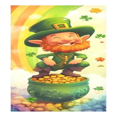 Imagem de Qilmy Capa magnética para máquina de lavar louça, duendes e moedas do Dia de São Patrício, 58 x 66 cm, capa decorativa para geladeira para porta frontal, adesivo, máquina de lavar, painel de geladeira