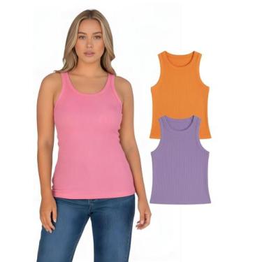 Imagem de Kit Com 2 Regatas Ribana Feminina Cores Sortidas Cor:ColoridaTamanho:M