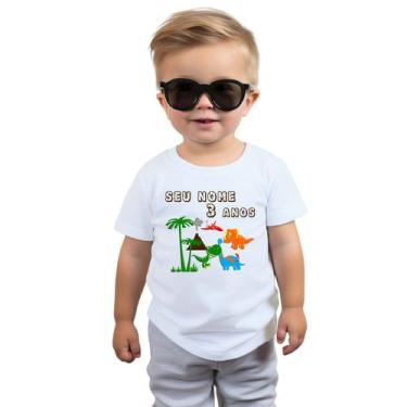 Imagem de Camiseta Dinossauros Floresta Camisa Personalizada Blusa Infantil e Ju