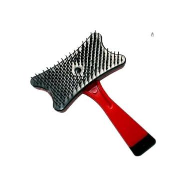 Imagem de Rasqueadeira Profissional para Pets, Aço Inoxidável e Termoplástico, 17 x 10 cm, Removedor de Pelos Mortos, Uso Doméstico e Profissional
