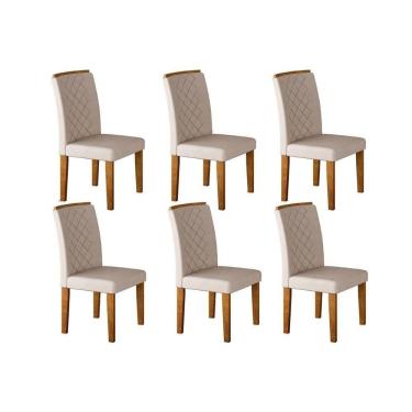 Imagem de Conjunto: Mesa Sala Jantar Jade Kit 6 Un Imbuia-veludo Creme - Rufato