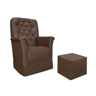 Imagem de Poltrona De Amamentação Com Balanço E Puff Angelin Suede Marrom P02 - D'rossi