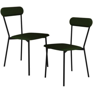 Imagem de Kit 02 Cadeiras Estofada Para Sala De Jantar Liora Preto C01 Linho Ver