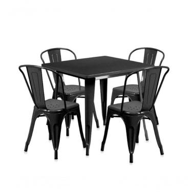 Imagem de Conjunto Mesa Tolix 80 Cm + 4 Cadeiras Tolix - Preto