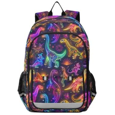 Imagem de ODAWA Cute Neon Line Art Dinosaurs Kids School Backpacks, Middle School 17 Inch Backpack Kids