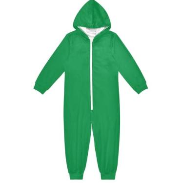 Imagem de Macacão de luxo roxo para crianças, macacão com capuz, fantasia de cosplay de Halloween, roupa de casa para meninos e meninas, 5-14 anos, Verde irlandês, 5-6 Anos