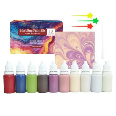 Imagem de Kit de pintura de marmorização de água pastoral, tinta de água para artesanato, conjunto de artesanato com padrão de mármore turco, kit de arte em aquarela creme, perfeito para decoração de jardim