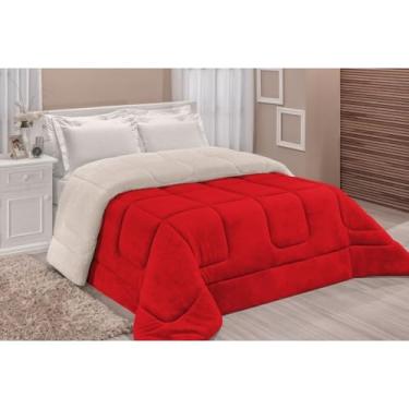 Imagem de Coberdrom Casal Queen Dupla Face Sherpa Tipo Pele de Carneiro 2,40x2,20m (Coberdrom Vermelho)