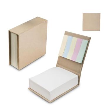 Imagem de Caderno Mini Kraft com 200 Folhas Brancas e 5 Blocos Autocolantes Coloridos, Material Ecológico, 8,1x8,3x2,6cm (1)