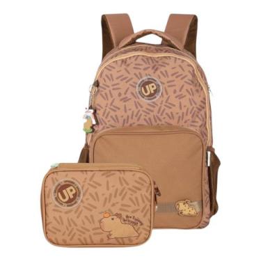 Imagem de Mochila De Costas Escolar Juvenil Capivara + Estojo 100 Lápis Up4you, 