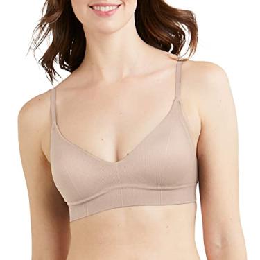 Imagem de Maidenform Sutiã feminino puro, confortável, ultramacio sem costura, sutiã sem fio com alças conversíveis, Concha de areia, P