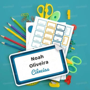 Imagem de Kit de Etiquetas Escolares Materiais 03 personalizado com nome e matéria da criança, adesivos para organização do material escolar