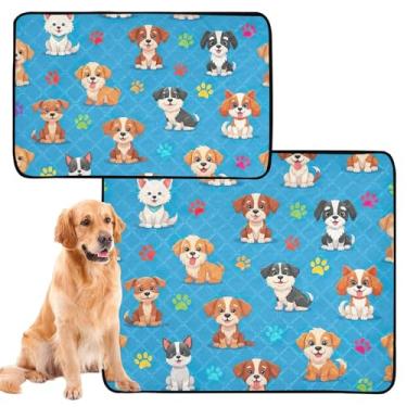 Imagem de TSENQUE Almofadas de xixi laváveis para animais de estimação, fofa, impermeável, antiderrapante, fofa, garra de cachorro, com desenho de cachorro, reutilizável, almofada absorvente de xixi para cães