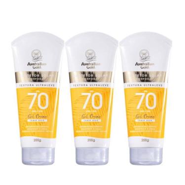 Imagem de Kit 3 Protetor Solar Corporal Gel Creme FPS70 Australian Gold 200g