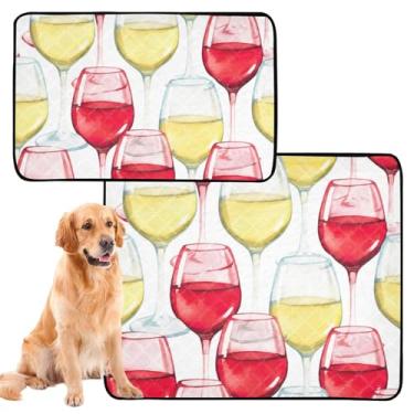 Imagem de Almofada reutilizável em aquarela vinho vermelho amarelo para animais de estimação, tapete lavável à prova d'água para gaiola de cachorro, almofadas absorventes de treinamento de filhotes, médio +
