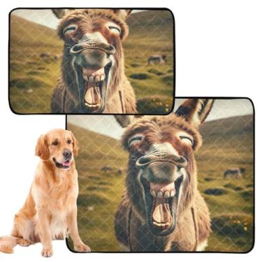 Imagem de TSENQUE Almofadas de xixi laváveis para cães, estampa divertida de burro, tapete reutilizável para gatos de estimação, fofo, impermeável, antiderrapante, tapete absorvente, pequeno x pacote com 3