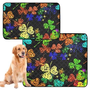 Imagem de Almofadas laváveis para cães, folhas de trevo, estrelas, pretas, tapetes de animais de estimação para gatos, filhotes, tapetes para cães, impermeável, cercadinho para cães, médio + grande, conjunto de