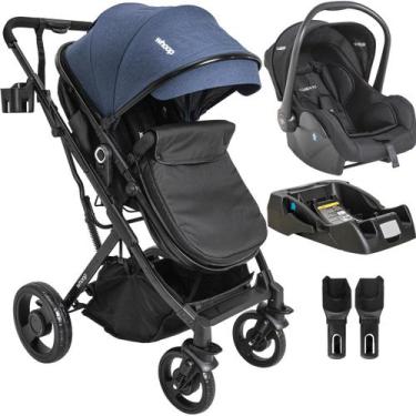 Imagem de Carrinho de Bebe Kiddo Vox II com Bebe Conforto e Base Marinho