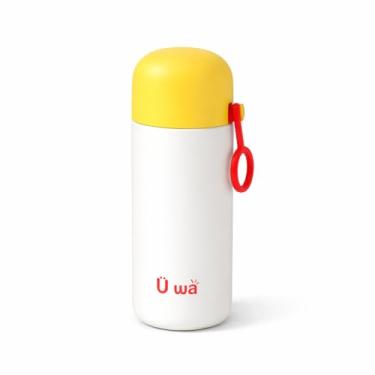 Imagem de Garrafa Térmica 300ml em Aço Inoxidável 316 – Tampa Hermética, Design Portátil e Isolamento a Vácuo (Amarelo com Branco)