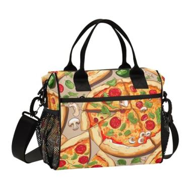 Imagem de GAIGEO Pizzas em uma lancheira bege isolada para adultos, lancheira com zíper, lancheiras para adultos, M