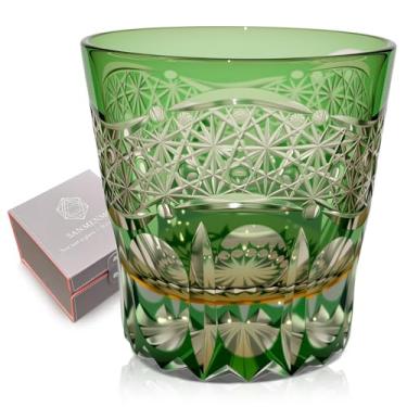 Imagem de SANMENMO Copo de uísque estilo Kiriko Edo Tokyo – Vidro de rocha de cristal cortado à mão, copo de bourbon de inspiração japonesa de 250 ml com design de refração de luz intrincada para uísque, uísque