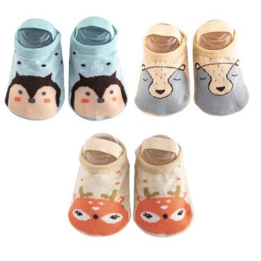 Imagem de Kit 3 Meias Sapatilhas Antiderrapante Pietra Baby Infantil Unissex Alg