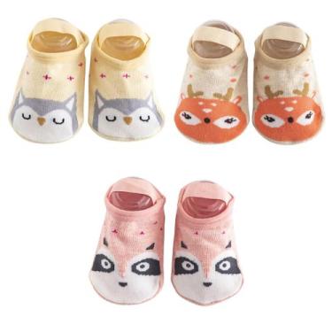 Imagem de Kit 3 Meias Sapatilhas Antiderrapante Pietra Baby Infantil Unissex Alg