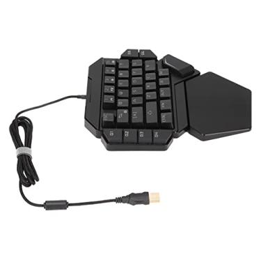 Imagem de KIMISS Teclado Ergonômico de Uma Mão Com 35 Teclas, Teclas Multimídia Programáveis, Retroiluminação RGB e Conexão Com Fio - Meio Teclado Compacto para Jogos