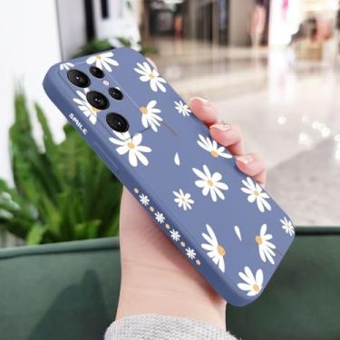 Imagem de Capa de celular com estampa de margaridas lisas para Samsung Galaxy S25 S24 S23 S22 S21 S20 Ultra Plus FE Note 20 Ultra 10 9 Plus, azul claro, para Galaxy Note 10