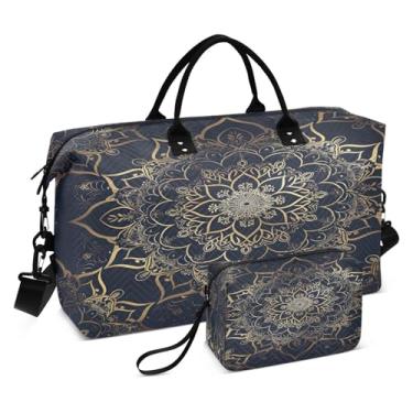 Imagem de CEBUGI Bolsa feminina acolchoada com estampa mandala, grande, bolsa de viagem de fim de semana, bolsas hospitalares para trabalho de parto e parto