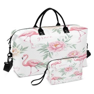 Imagem de CEBUGI Bolsa feminina acolchoada flamingo, grande, bolsa de viagem de fim de semana, bolsas hospitalares para trabalho de parto e parto