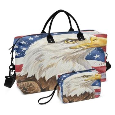 Imagem de CEBUGI Bolsa feminina acolchoada com bandeira de pássaro, grande, bolsa de viagem de fim de semana, bolsas hospitalares para trabalho de parto e parto