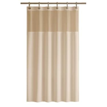 Imagem de Cortina de Box para Banheiro com Visor Translúcido Antimofo 1,38 x 1,98 + Varão Extensível 1,10 a 2,00 Ideal para Box cortina banheiro(BRANCA C/VISOR)